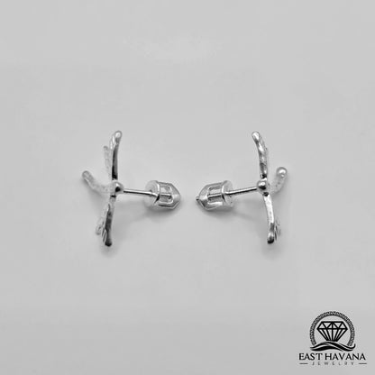 EARRINGS - Dragonfly Pair [left & right] with screw-on backs .950 Silver