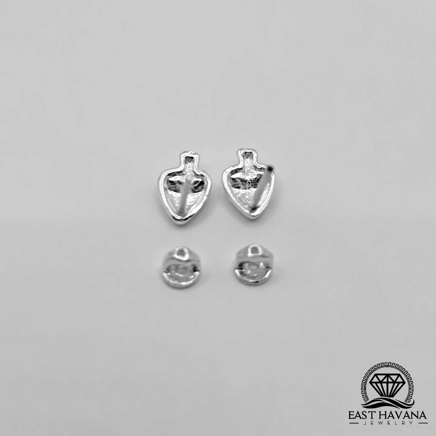 EARRINGS - Mushroom Pair [left & right] with Flower screw-on backs .950 Silver