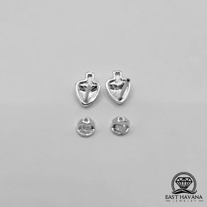 EARRINGS - Mushroom Pair [left & right] with Flower screw-on backs .950 Silver