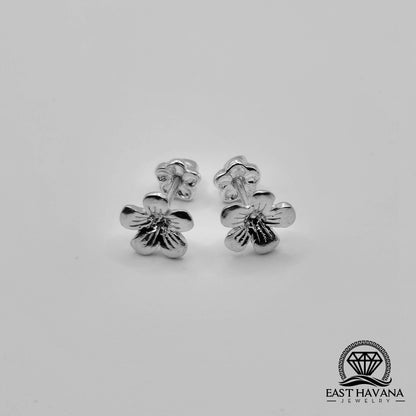 EARRINGS - Flower Pair [left & right] with Flower screw-on backs .950 Silver