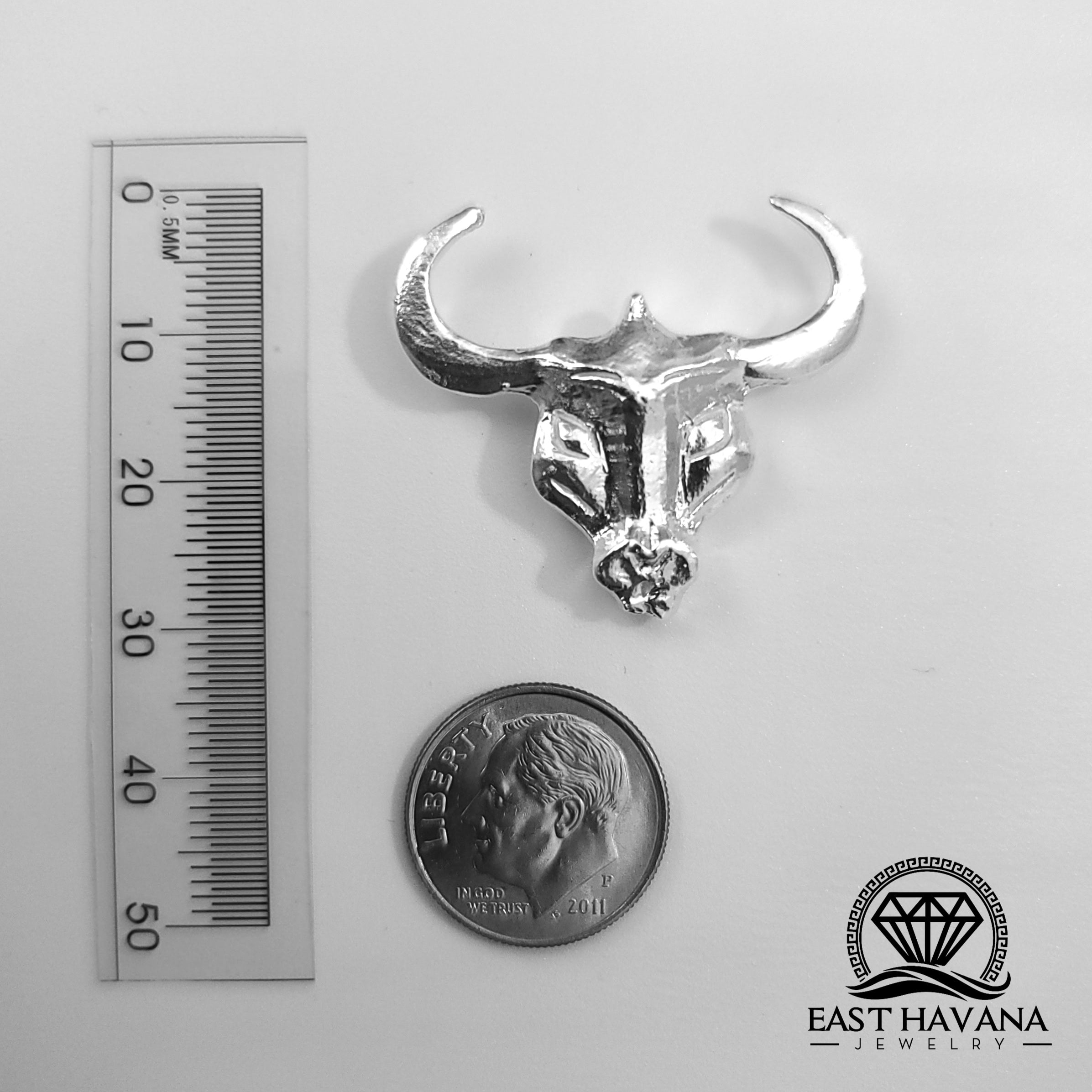 Bull Head .950 Silver Casting