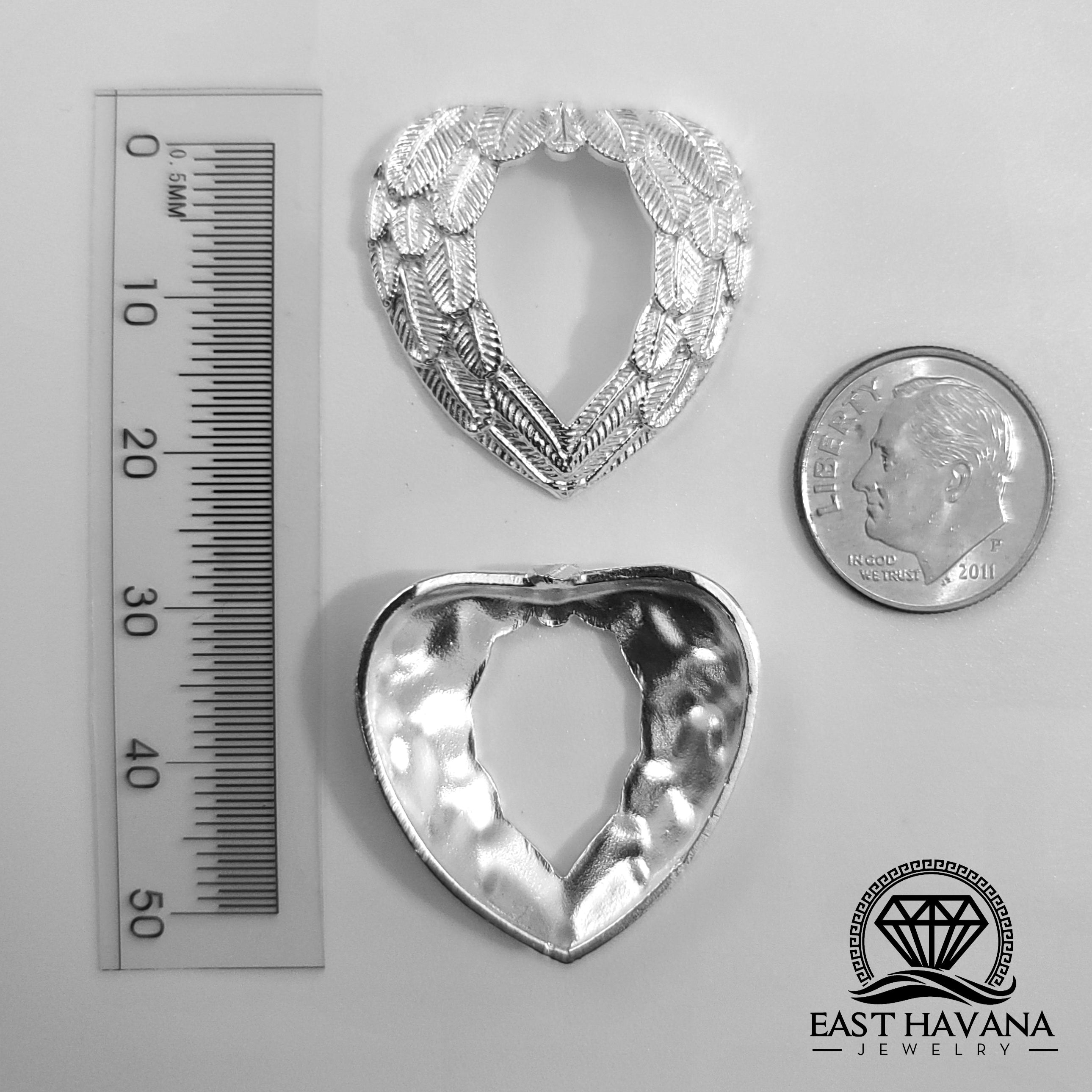 Feather Heart .950 Silver Casting