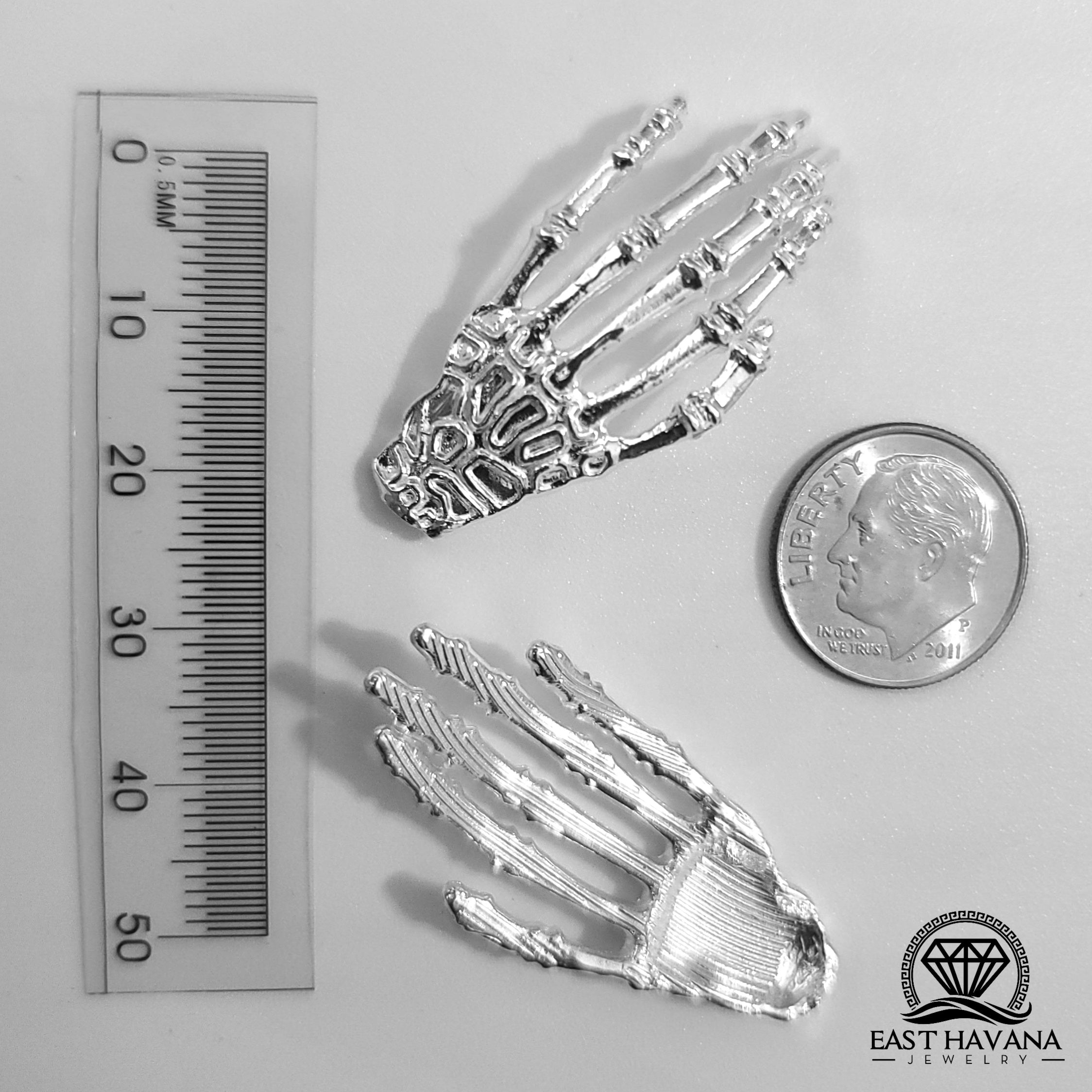 Skeleton Hand .950 Silver Casting