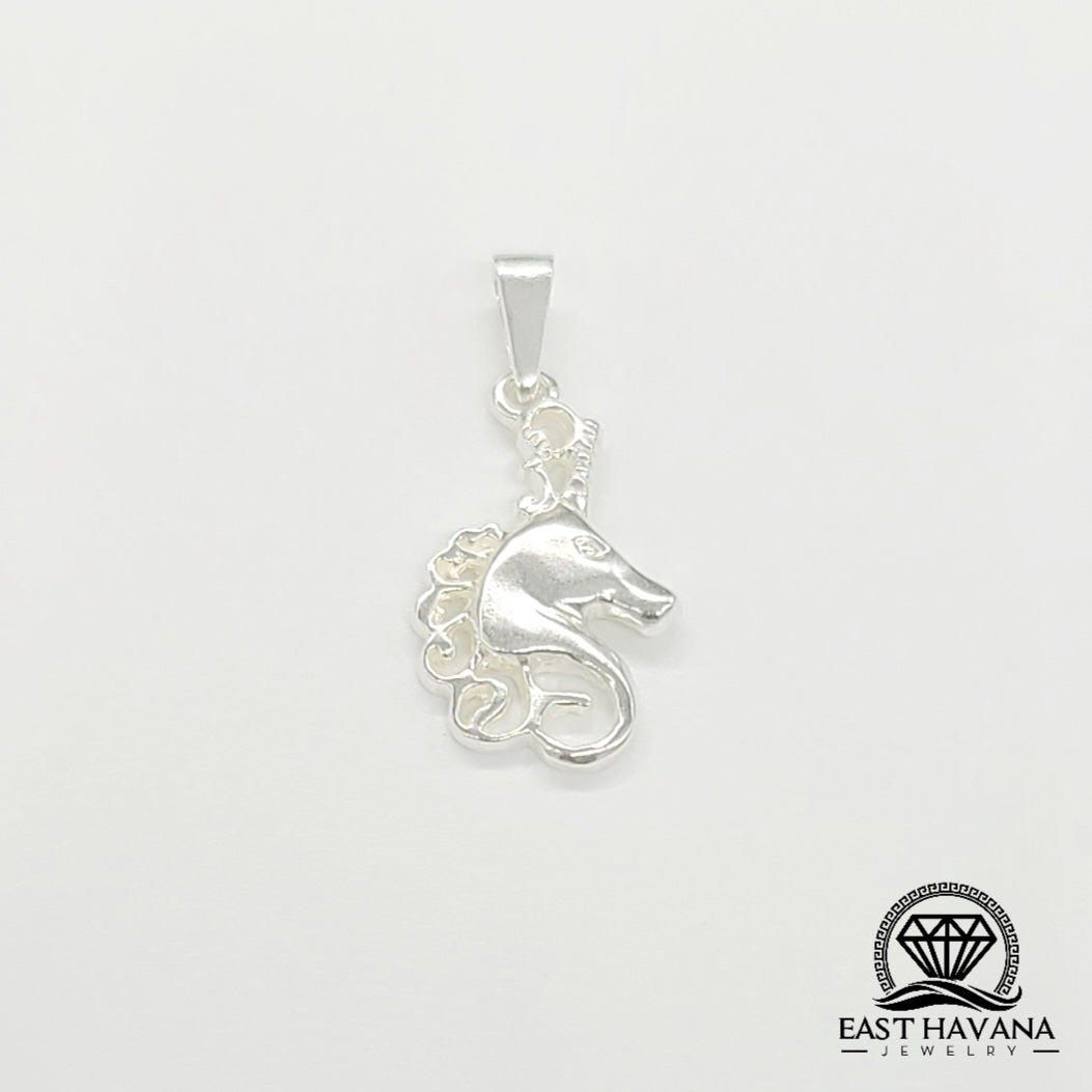 Unicorn Head .950 Silver Pendant