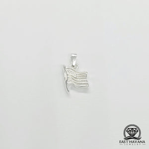 USA American Flag .950 Silver Pendant