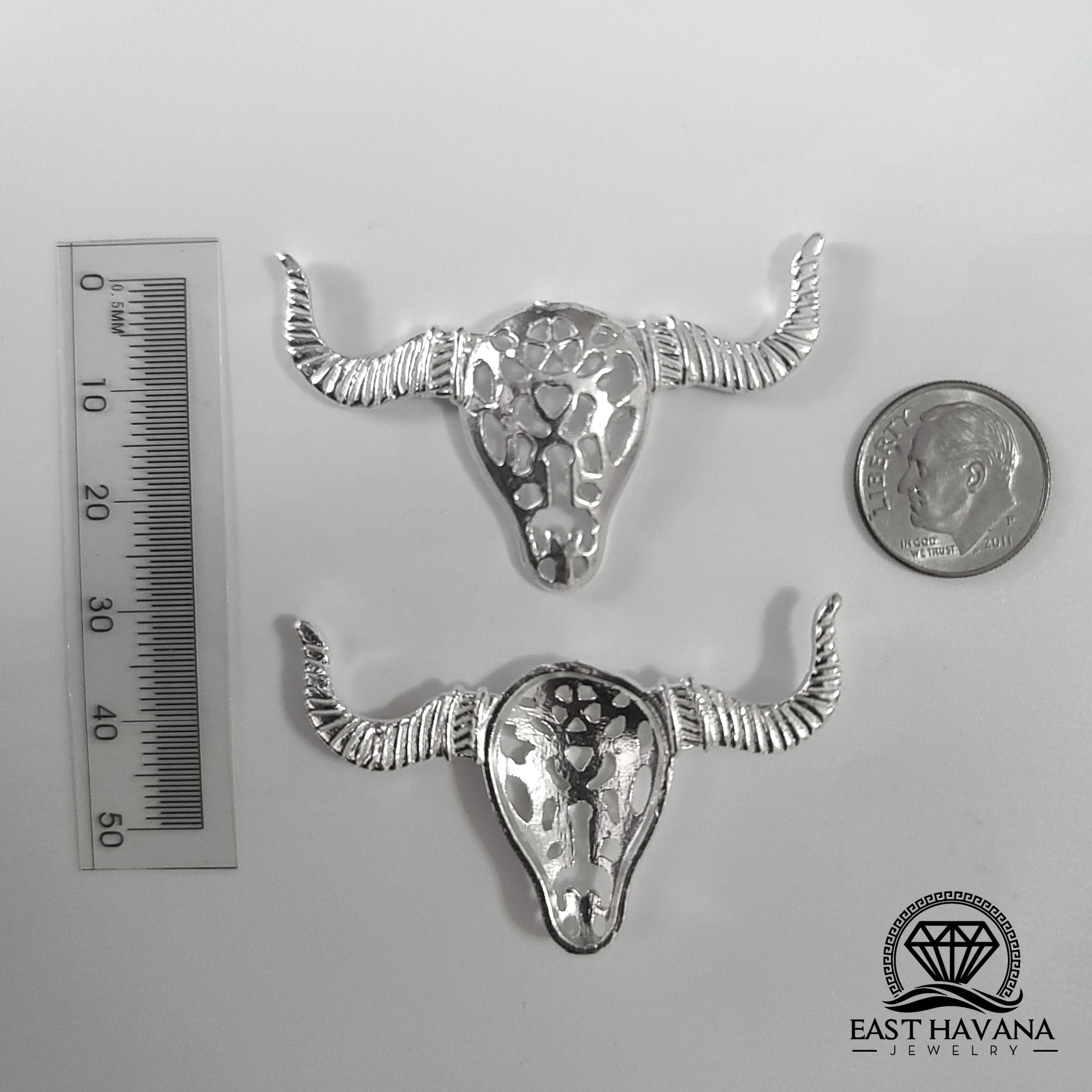 Longhorn Head .950 Silver Casting