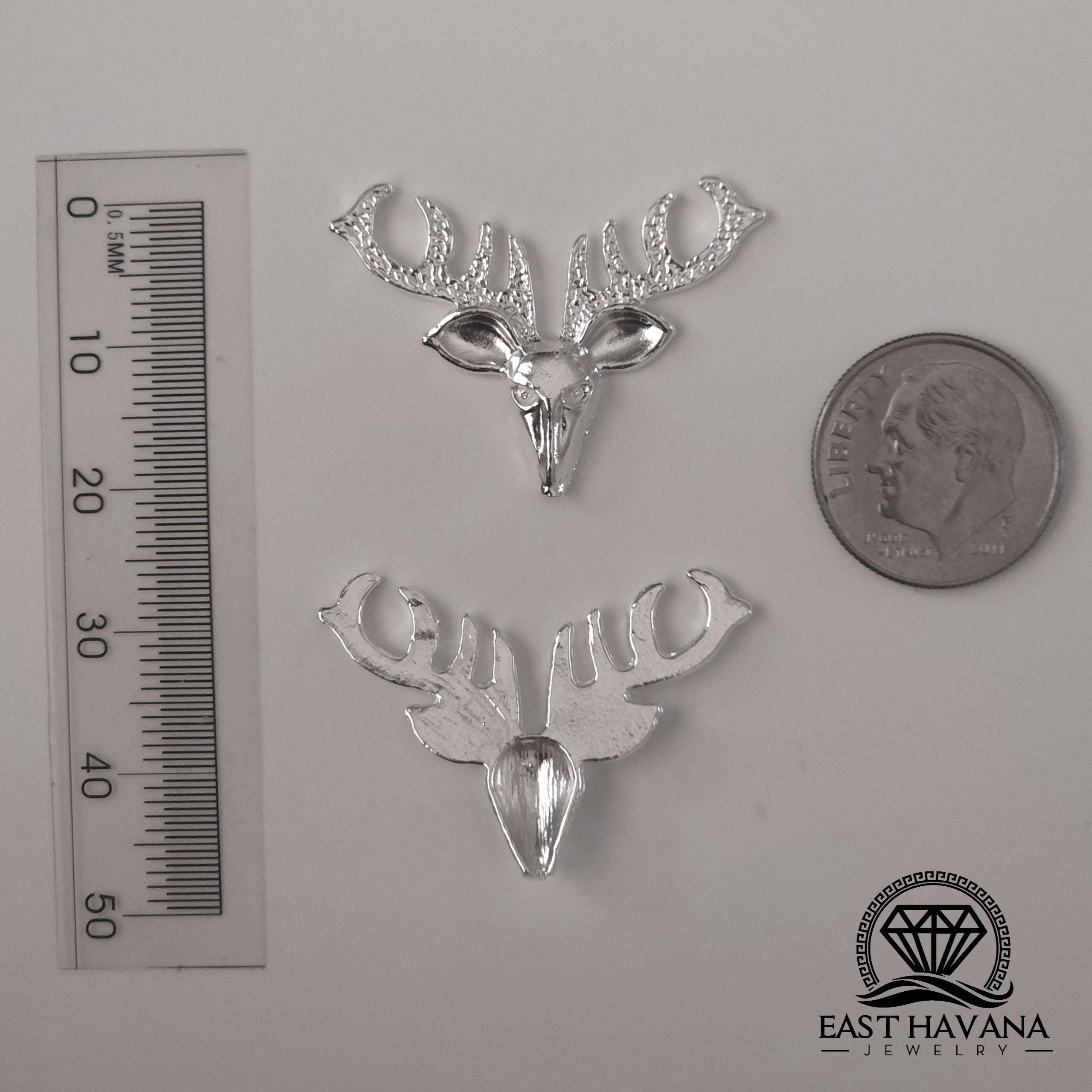 Deer .950 Silver Casting Solderable Accent (One Side)